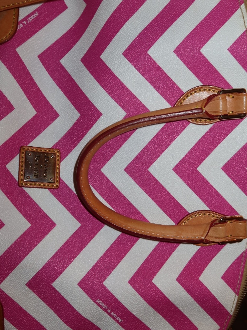 Dooney and Bourke Pink and White Handbag with Crossbody Strap